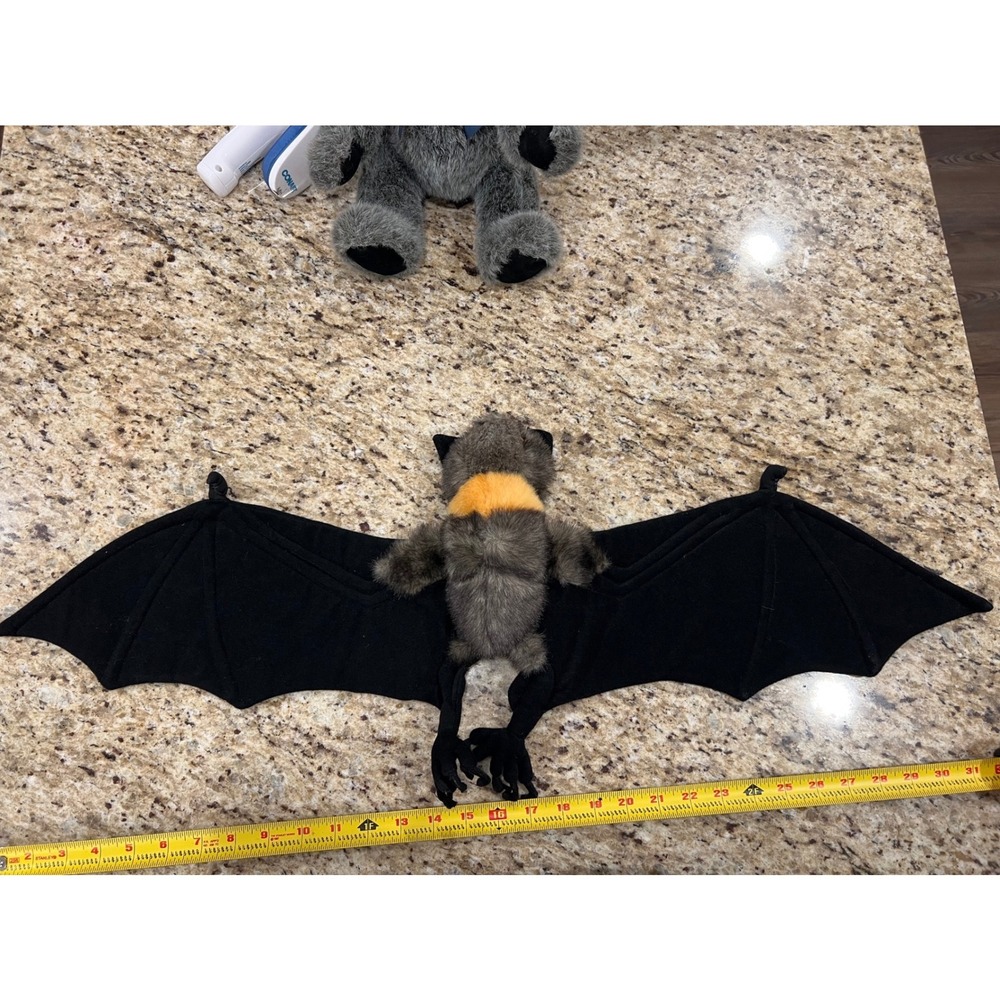 Fiesta Fruit Bat Plush 31.5 Inch Wingspan Stuffed Animal Grey Orange A04878